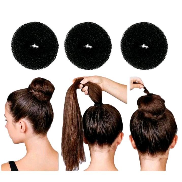 Hairbund Donat Rambut Sanggul Cepol Scrunchies Hitam 0