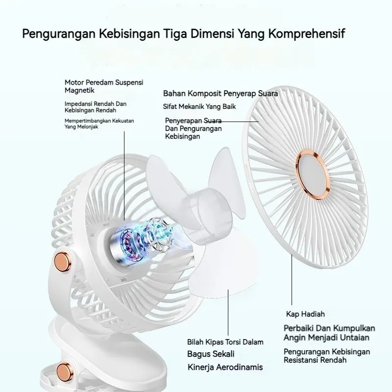 18000mAh Klip Desktop Baru Kipas Angin Isi Ulang USB dengan Lampu Malam Bisu Kipas Angin Mini Siswa Kantor Portabel Umur Panjang 7