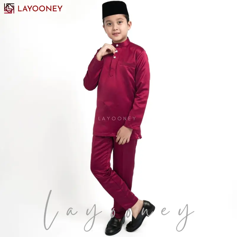 Layooney Baju Kurung Melayu Teluk Belanga Anak Laki Laki Setelan Pakaian Koko Muslim Cowok Cekak Musang Adat Malaysia 8