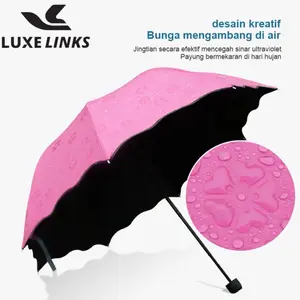 LUXE Payung Lipat Magic 3D Motif Timbul Anti UV Bisa Lipat & Free Sarung Anti UV Lapisan Hitam Melindungi Sinar Matahari Gagang Kokoh  Nyaman