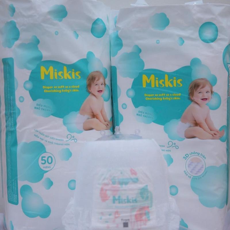  combo 2 bịch bỉm Miskis 100 chiếc bỉm quần  bỉm dán thấm từ 500-700ml  mỏng nhẹ  mềm êm  suất anh 
