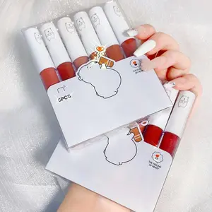 【PROMO&COD】{6PCS} Set Lip Gloss Matte Tahan Lama + Lip Cream Matte Lembut + Lipstik Soft Tahan Air - Set Lipstik Murah dan Awet Bibir Glaze lipstick.Waterproof Red Lipgloss