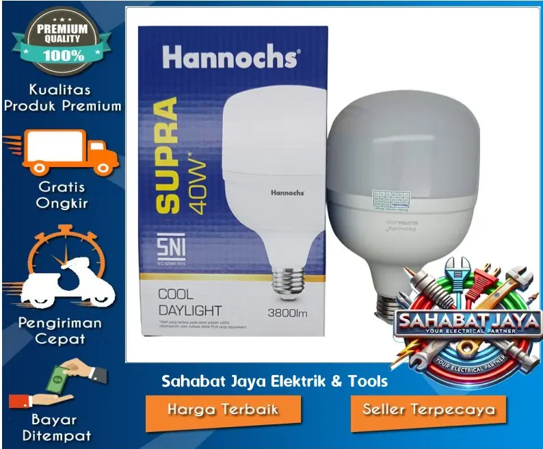 Bola Lampu Led Hannochs Supra 40/ 45/ 50 Watt Bohlam Hannochs