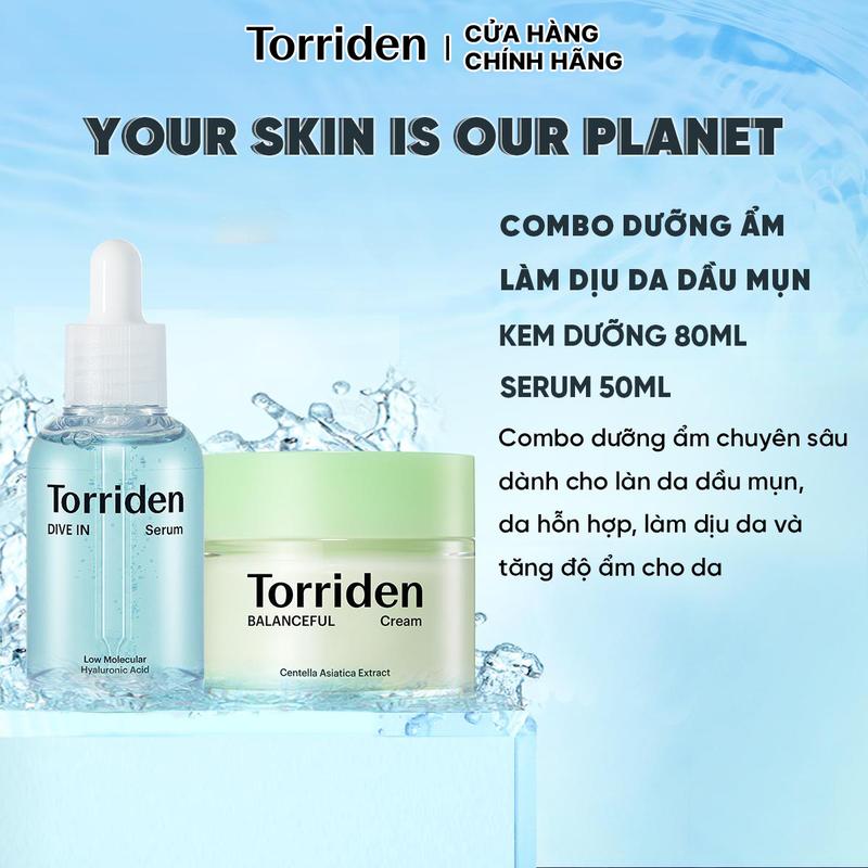 LS COMBO Serum Hyaluronic Acid HA 50ml Và Kem Dưỡng Cica 80ml Torriden Dive In Hỗ Trợ Dưỡng Ẩm Làm Dịu Da Dầu Mụn