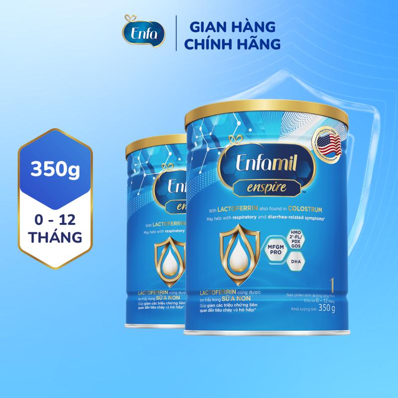  Bộ 2 lon sữa bột Enfamil Enspire 1 hỗ trợ đề kháng với Lactoferrin dành cho trẻ từ 0-12 tháng - 350g lon 