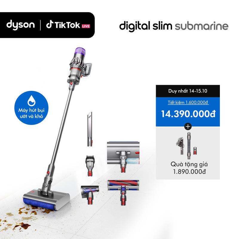 [21H30 15.10: DYSON LIVESTREAM] Máy hút bụi lau nhà Dyson Digital Slim Submarine (Khô và Uớt)