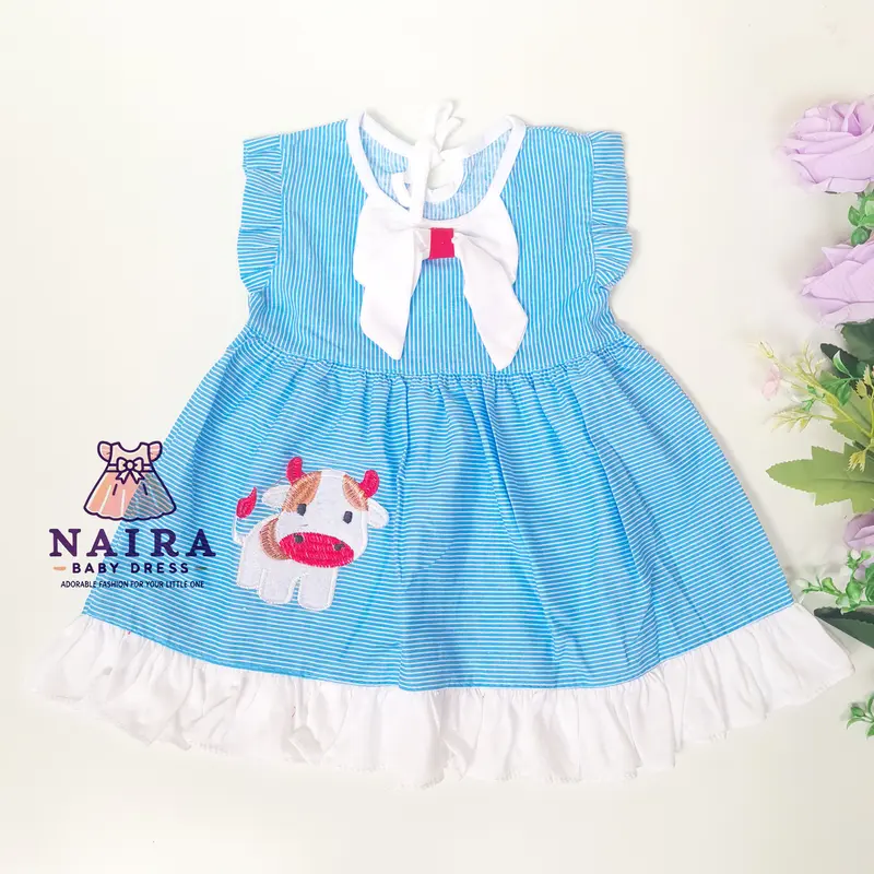 (P-004) Baju Bayi Perempuan 0-6 bulan newborn / Dress bayi perempuan newborn Planet Kidz Motif Sapi 3