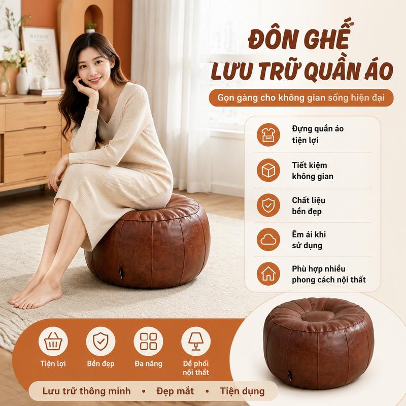 Ghế đẩu Pudunna, vỏ ghế sofa làm từ quần áo cũ, đệm lót sàn phòng khách và…
