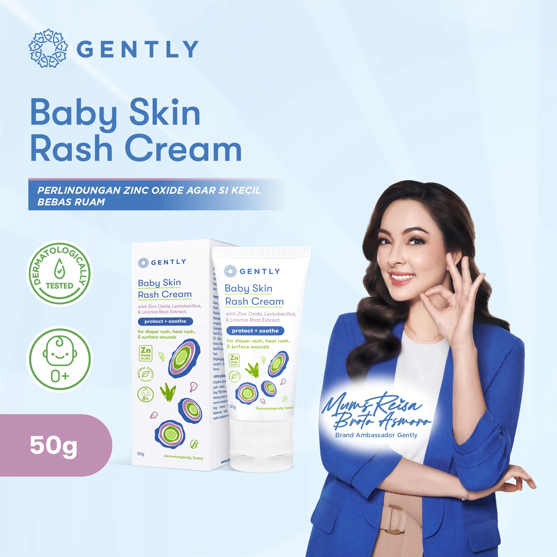 GENTLY Baby Rash Cream 50 gr | Krim Pereda Ruam Popok pada Bayi
