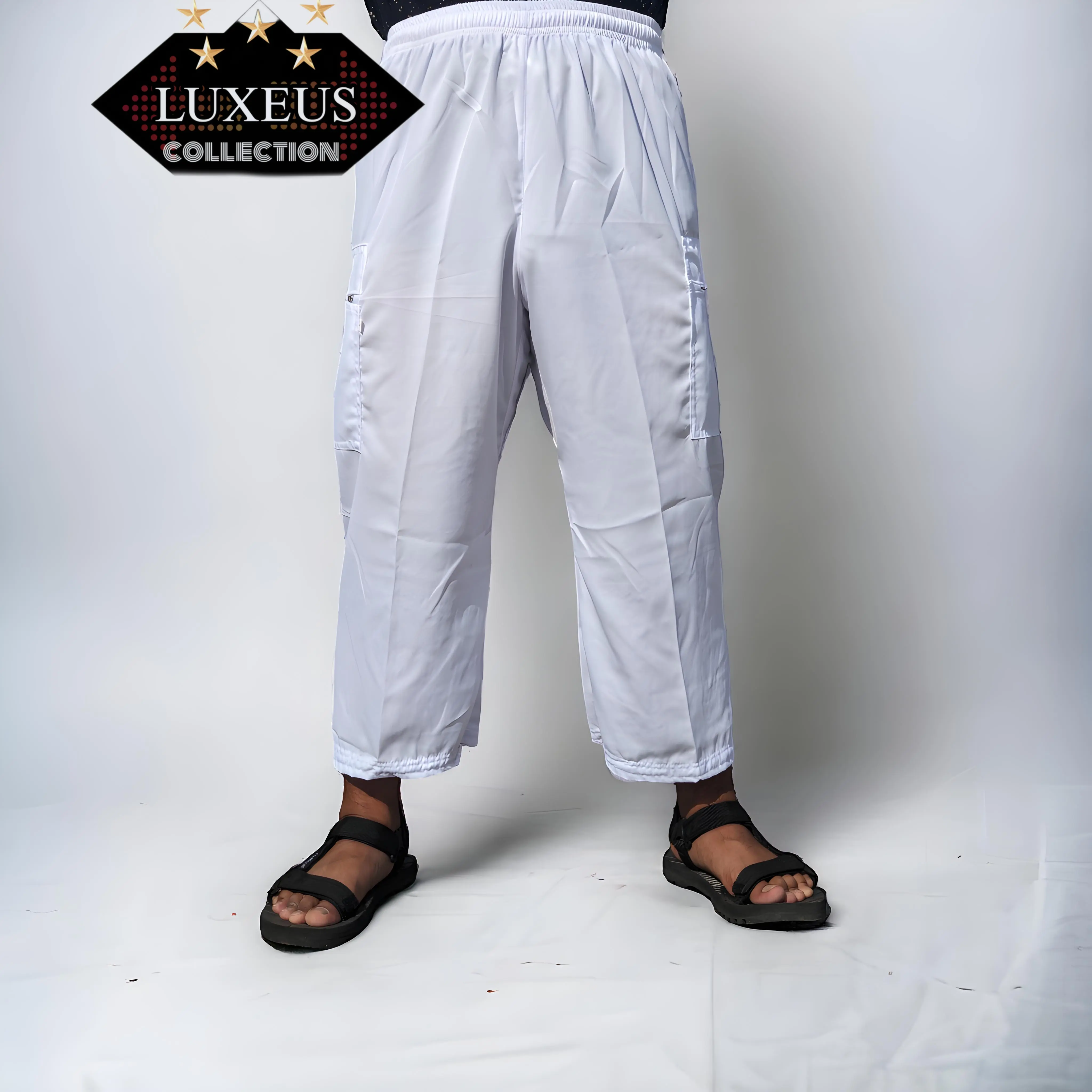 Celana Sirwal Pria Dewasa Casual  Santri Umroh Haji Pangsi Komprang Jumbo Ukuran Besar L XL XXL Cingkrang Panjang Hitam Katun Cowok