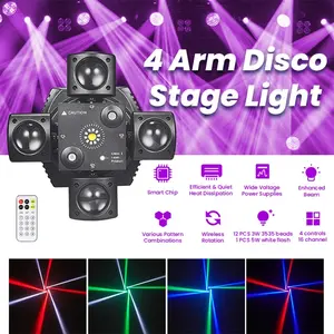 Alien Lampu Sorot LED Laser Beam Disco RGBW Moving Head DMX512 48W - KM4 - Black