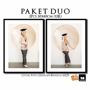 PAKET 2Pcs CETAK FOTO 12R 30x40 cm dengan BINGKAI MDF aesthetic