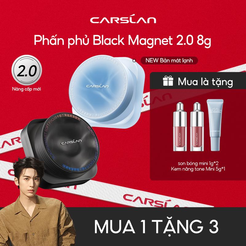 [KOL] Phấn phủ Black Magnet Carslan bám nền 2.0, kiềm dầu định hướng, nâng cấp công nghệ lành tính cho da 8g+[Free gifts]son bóng mini 1g*2+Kem nền dạng lỏng 5g*1