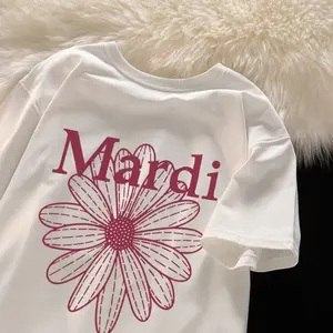 Mardi Graphic Tee | Round Neck | Black & White Options | Minimalist Floral Print | Unisex Oversized Casual Stylish Top