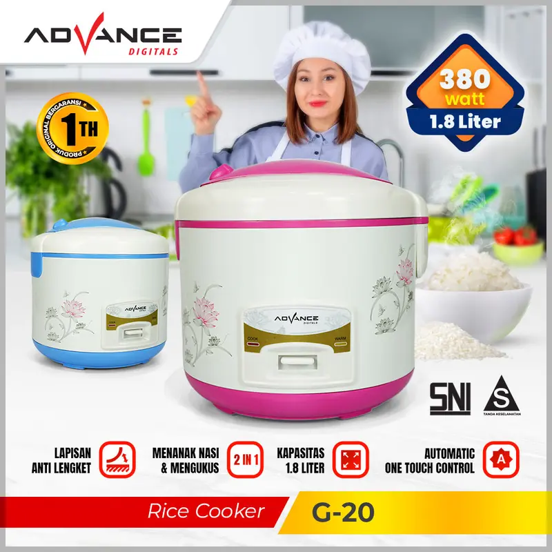[COD] Advance Rice Cooker G20 / G-20 Kapasitas 1.8L 380W 3in1  Penanak Nasi magic Com Listrik magic  jar 0