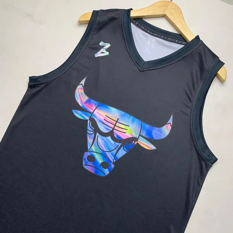 Jersey Basket Michael Jordan Chicago Bulls #23 BLACK RAINBOW HITAM 3