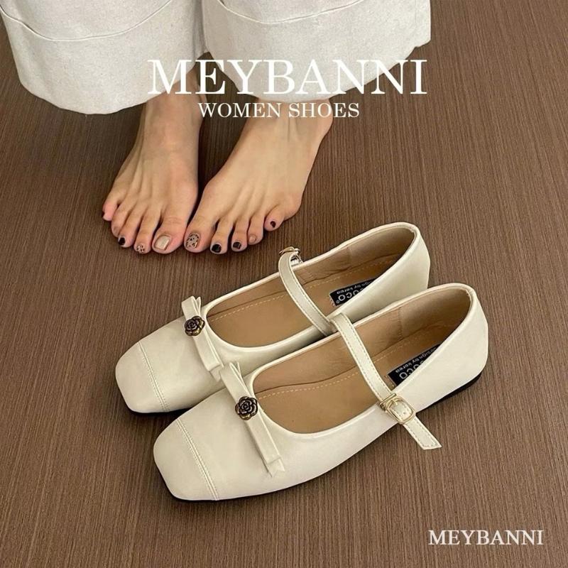 Giày Búp Bê MEYBANNI Đế Bệt Mũi Vuông Quai Ngang Thanh Lịch - C378