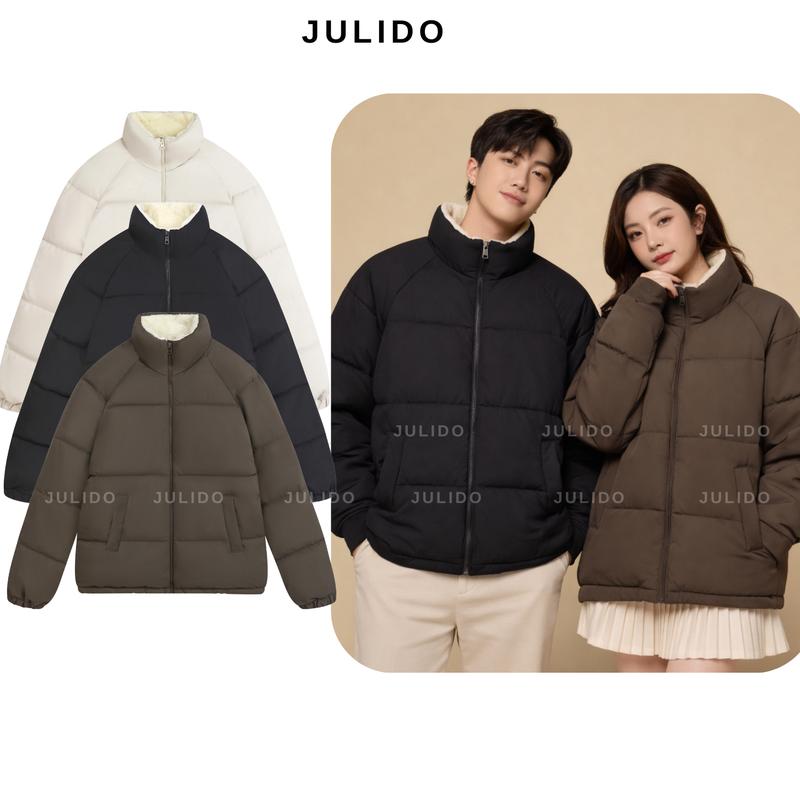 Áo phao lót lông cừu form xuông cao cấp JULIDO đại hàn chống rét giữ ấm cơ thể