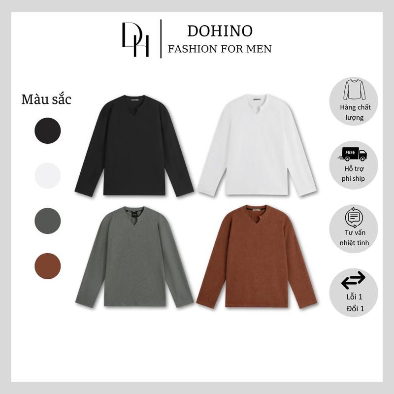 Áo thun gân tăm nam dài tay cổ tròn DOHINO, co giãn 4 chiều phong cách unisex kiểu dáng trẻ trung năng động_ ANT6