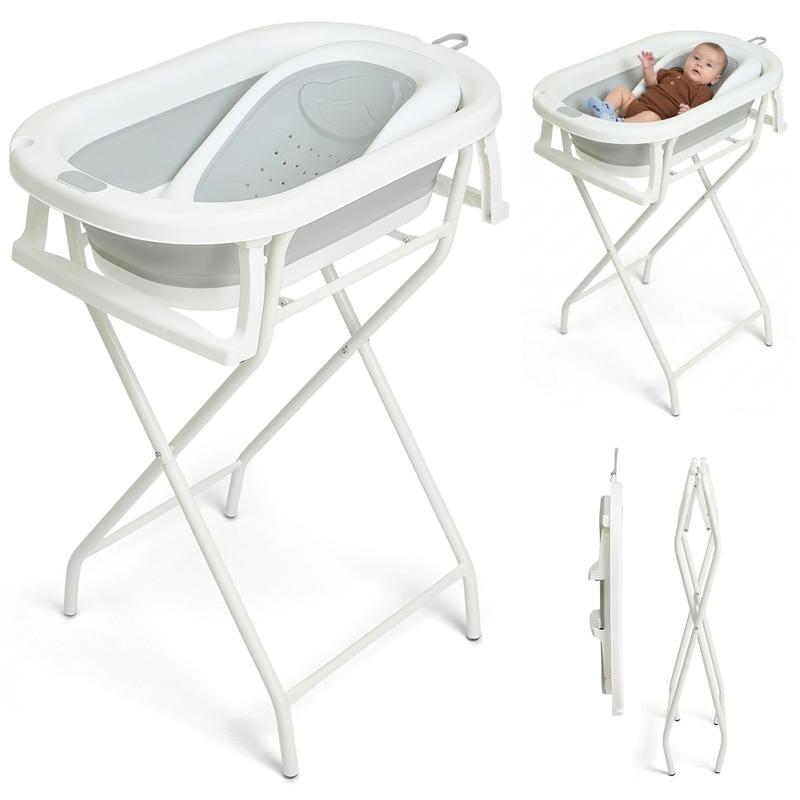 Banheira Bebê Com Suporte Dobrável 45 Litros 3 em 1 Encosto de Silicone Portátil PipDip