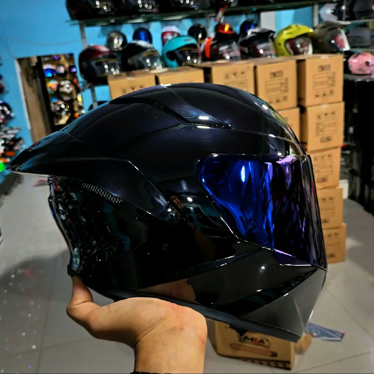 helm ttc MLA solid blek glossy setandar