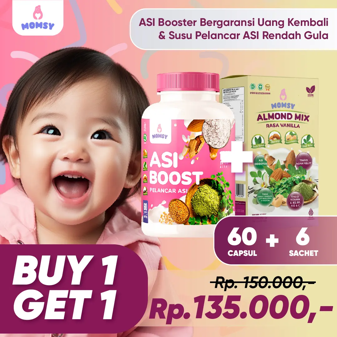 MOMSY BUY 1 GET 1, ASI Booster 60 Kapsul X ALMOND MIX VANILLA 6 Sachet [Live]