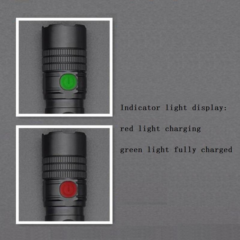 Product Introduction of S11 Zoomable USB C Rechargeable 18650 2200mah LED Flashlight XPL 1200lm with Power Indicator and Magnet Tail 6