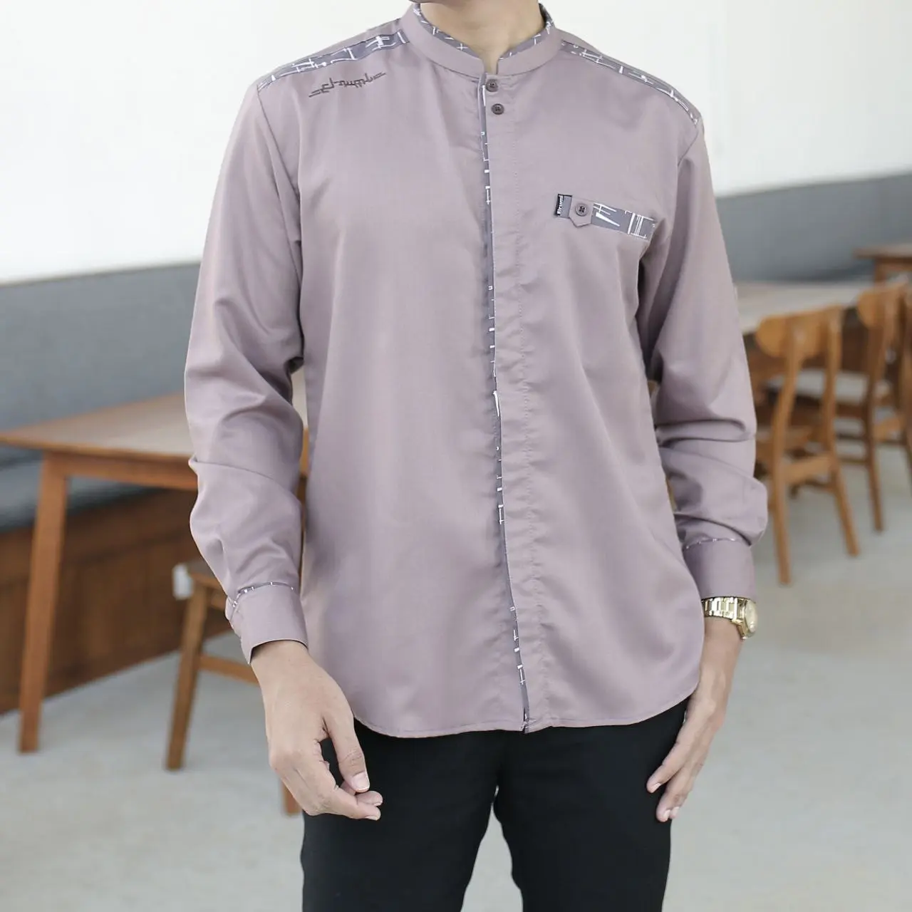 Koko Yisunsin Warna Lilak Lengan Panjang Koko El Rumi Warna Lilak Terbaru Kemeja Koko El Rumi Terlaris by El Rumi Fashion