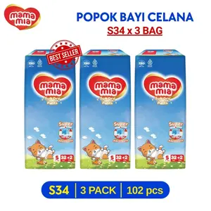 [3BAG] MAMAMIA Popok Bayi Celana Anti Ruam HALAL S34 M30 L26 XL22 x 3bag - Super Soft Comfort TERMURAH