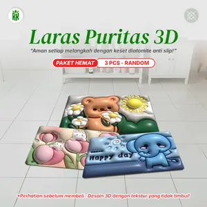 RAJA Keset Kaki Anti Selip Menyerap Air Motif 3D Bahan Diatomite 40x60cm Keset  Kamar Mandi Keset Rumah MOTIF RANDOM [12]