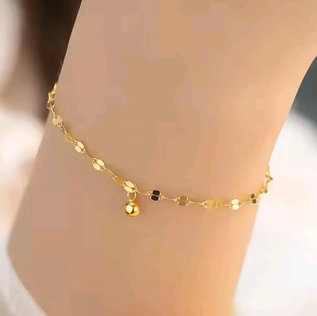 Gelang Titanium Warna Emas Model Pecah Kopi Boba Anti Karat Gold 18CM - Bracelets