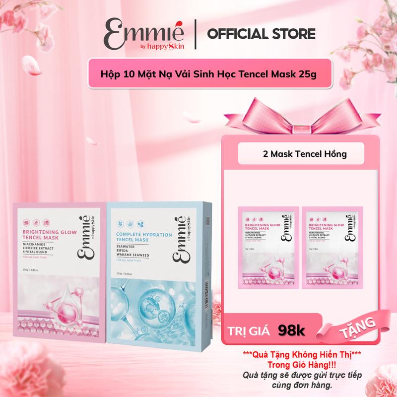[ĐỘC QUYỀN] COMBO 20 Miếng Mặt nạ vải Sinh học Tencel Emmié by Happyskin 25G x20 (Phiên bản nâng cấp 25g + Có định hình)