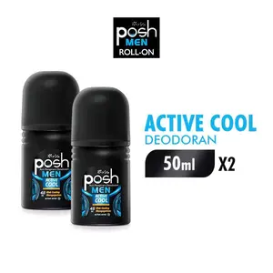 (Paket isi 2) Posh Men Deodorant Roll On Active Cool 2x50ml untuk pria