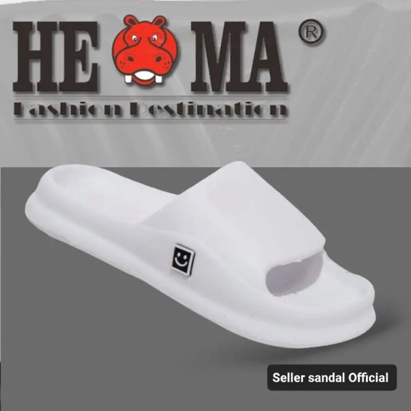 Sandal Slop Karet Eva Smile Unisex slop size 36-44 EVA PUTIH HITAM/ WARNA  laki laki / Sendal slop pria / Sandal slide pria / Sandal slop / Sandal outdoor dan indoor Shoes
