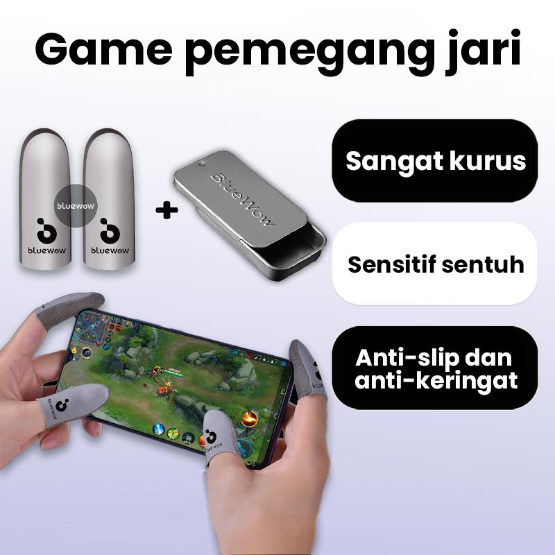 BlueWow Permainan Sarung Jempol Aksesoris Game Free Fire & Mobile Legends & PUBG 3d Ultra-thin 0.3mm Conductive Silver Fiber Fabric Smooth And Uninterrupted Sweat-proof Gaming Finger Gloves finger  game Wireless  Gamepad Joystick