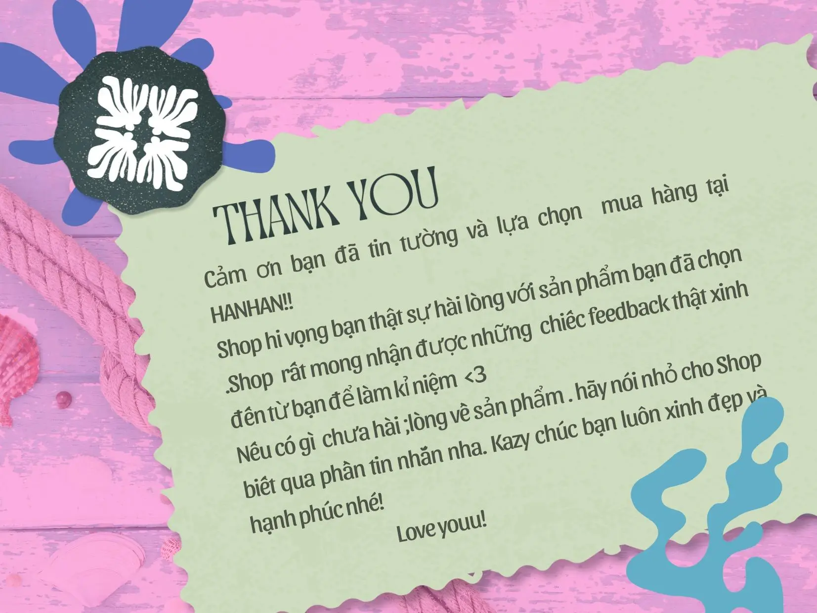 Thư Cảm Ơn & Phiếu Bảo Hành Chính Hãng Từ Shop KAZY - Sản Phẩm Bao Gồm Thư Cảm Ơn Liên Quan Đến Phiếu Bảo Hành