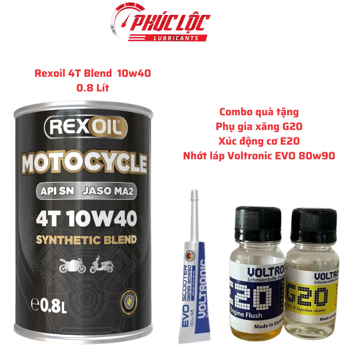 Dầu Nhớt Rexoil 4T Synthetic Blend 10W40 1 Lít cho Xe Máy