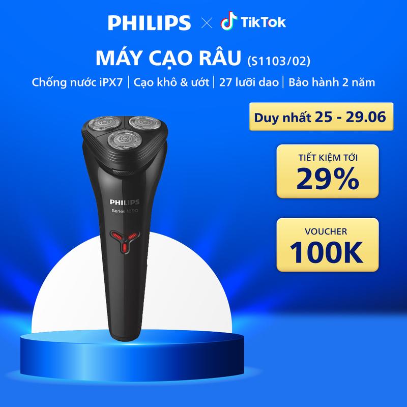 Máy Cạo Râu Du Lịch PHILIPS S1103/02, Cạo Khô và Ướt, Cạo Râu Êm Ái, Bảo Hành 24 Tháng