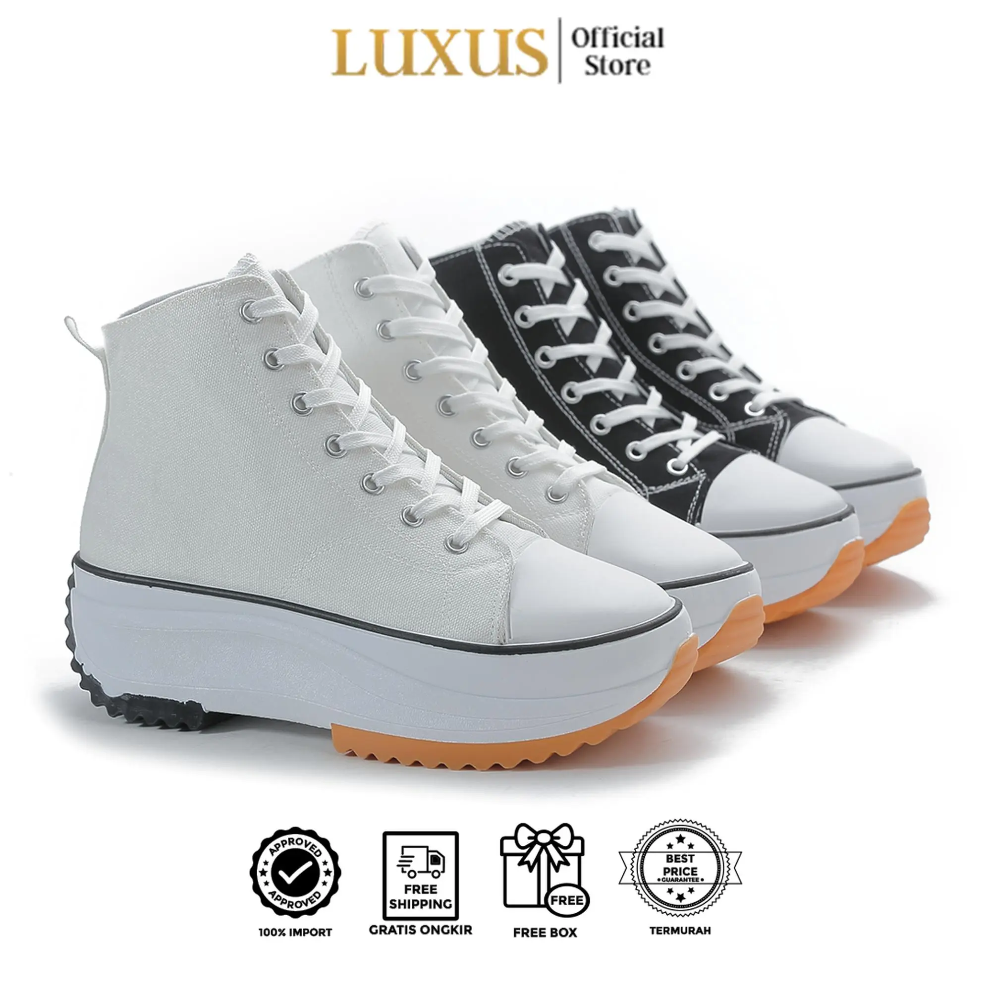 LUXUS Army Boots High Sepatu Kasual Sepatu Kanvas Wanita Sepatu Olahraga Alas Karet Boots Shoes LX560