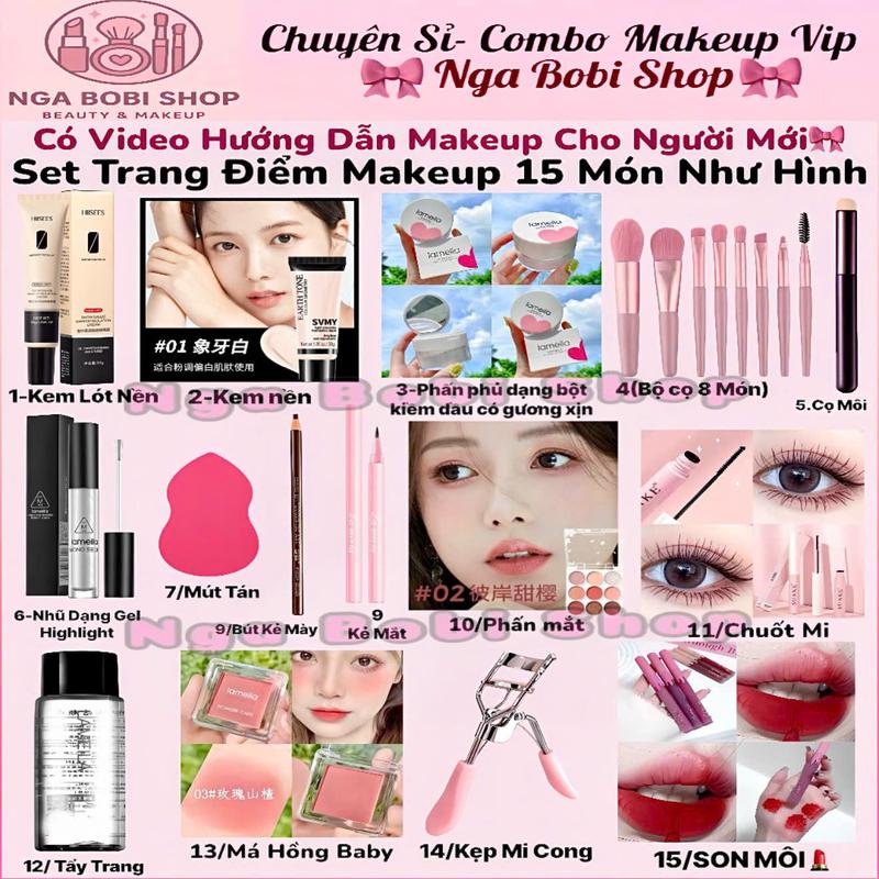 TẶNG XỊT KHÓA NỀN,XEM KĨ HÌNH ẢNH MÔ TẢ TRƯỚC KHI ĐẶT HÀNG-CHỉ BÁN NHƯ TRÊN ẢNH. Bộ Trang Điểm Makeup 15 Món Tặng 1 Món