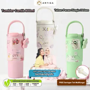 [ISCHAINDYOFC] ARTIGA Tumbler Cantik 316 800ml Tahan Panas Dingin 24Jam FREE Saringan Multifungsi Bahan Bebas BPA Kitchenware