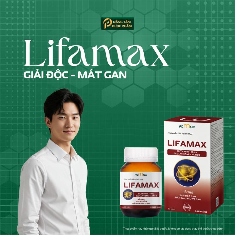 Hộp 30v giải độc gan Lifamax hỗ trợ giảm các triệu chứng mụn nhọt, vàng da do chức năng gan kém (Kèm quà tặng)