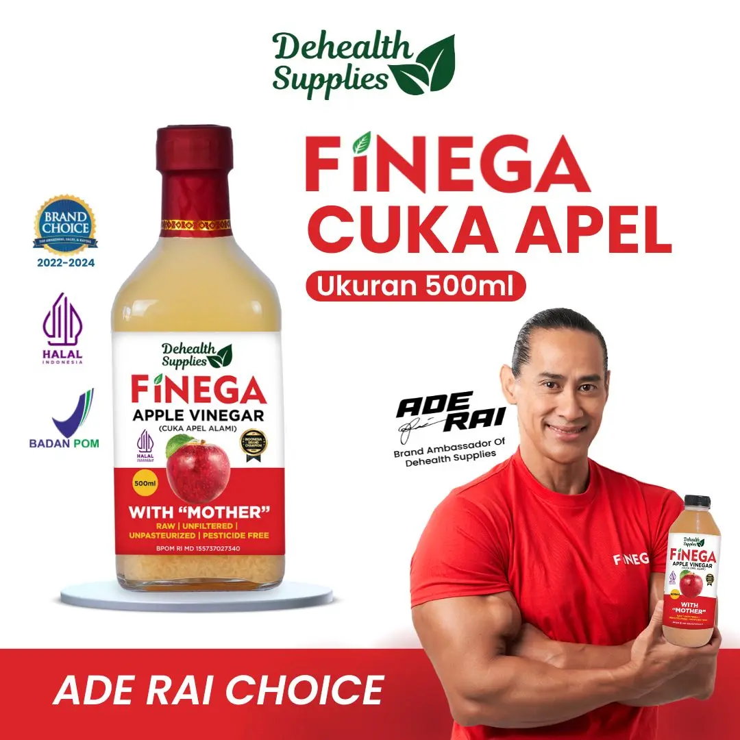 Dehealth Supplies FINEGA CUKA APEL 500ml Kemasan Kaca cuka apel original