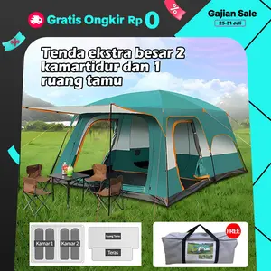 Tenda Camping 8 - 12 Orang（3.82.82M）Portable Waterproof Camping Tent / kebutuhan semalam yang liar Aksesoris Tenda
