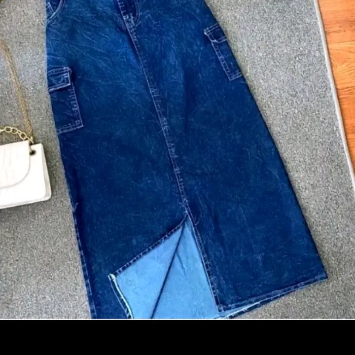 Rok Jeans Cargo Belah Depan Denim Kekinian#Panjang Kain 2