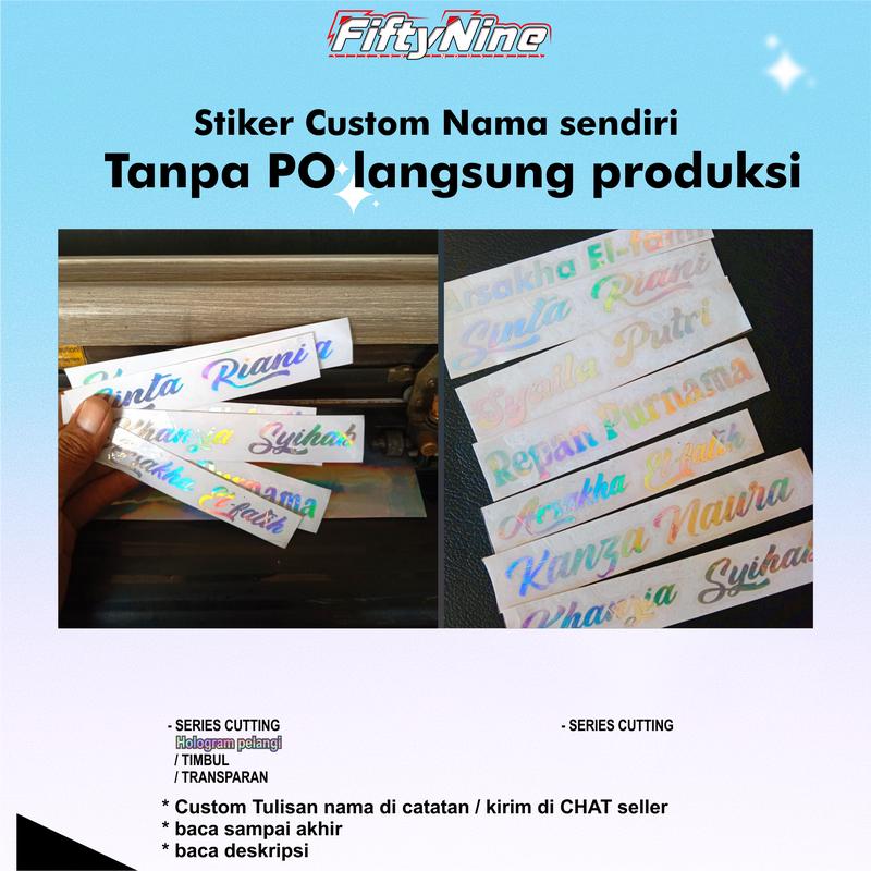 Custom Lettering Nama Sticker Nama Custom Hologram - Kustom Request Nama sendiri, Stiker ...