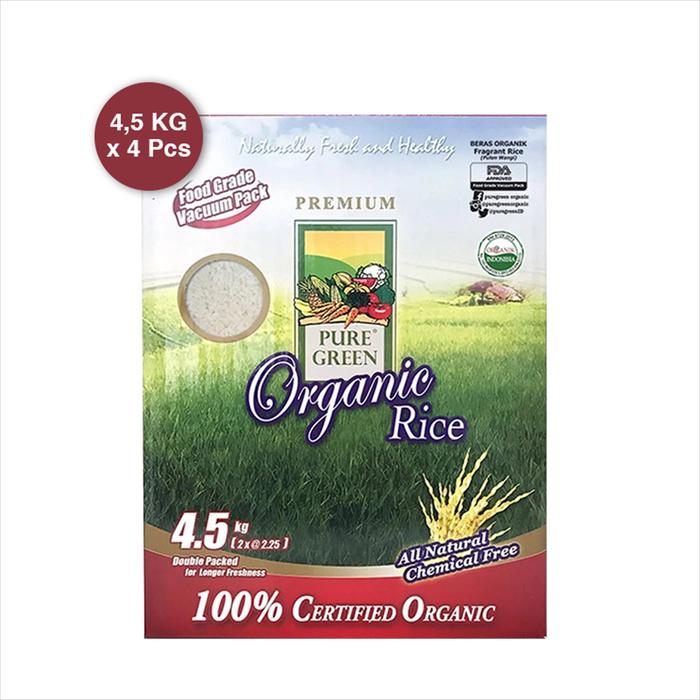 Gambar PAKET 4 - PureGreen Organic Rice Beras Organik Pulen Wangi 4.5 kg x 4 pcs dari Puregreen Organic Kota Administrasi Jakarta Barat Tokopedia