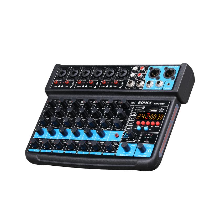 BOMGE-mini 8 Channel Audio Mixer, Line Mixer, DC 5V, with MP3 Player, Bluetooth, 48V U Disk, 24DSP Effect, USB Recording Suitable for small club or bar, studio recording 2