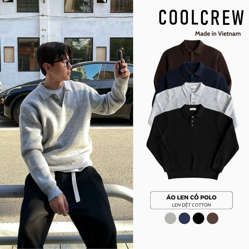 Áo Len Cổ Polo COOLCREW Dài Tay Chất Len Dệt Dày Dặn Phong Cách Hàn Quốc ALD01 ALD055