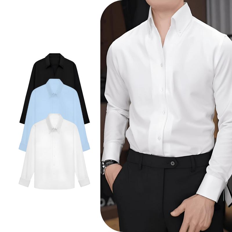 Áo Sơ Mi Nam Kiểu Cổ Mới Hàn Quốc Cao Cấp - Form rộng, vải lụa trơn cao cấp không nhăn